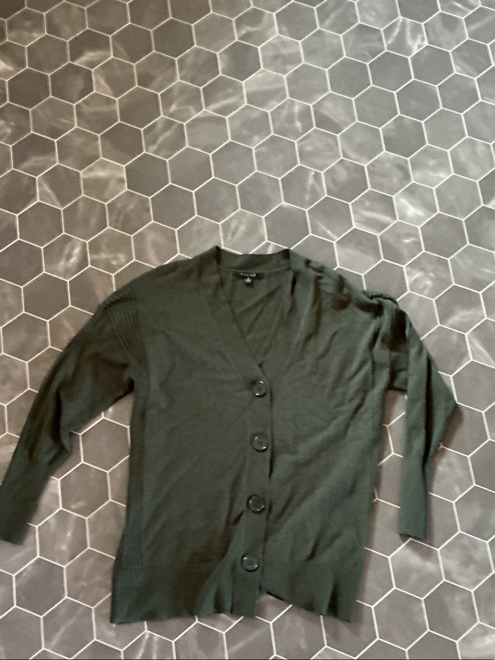 Cyrus Dark Green V-Neck Button Cardigan